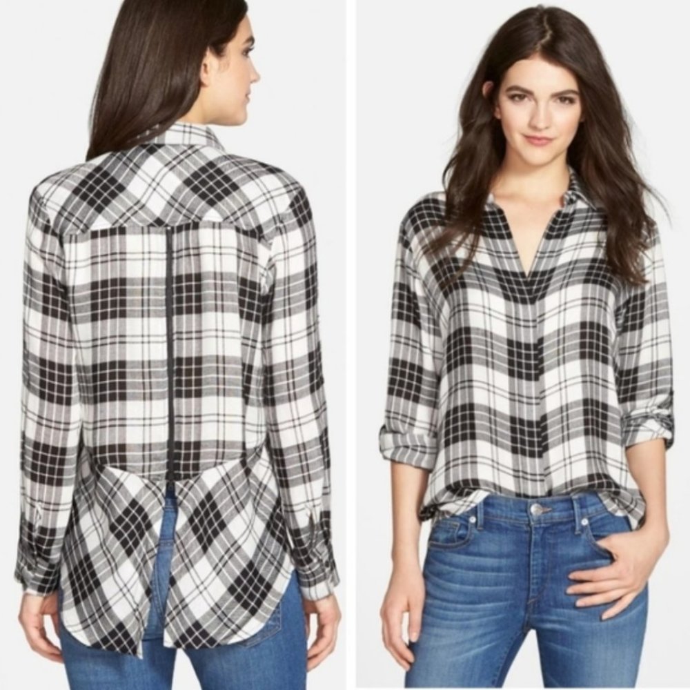 Sam Edelman | Zip Back Plaid Button Down Shirt Size S